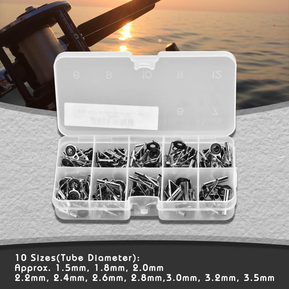 Alomejor Fishing Rod Stainless Steel Carbon Rod Guides Fishing Rod Eyes Guides Line Rings for Outdoor Fishing
