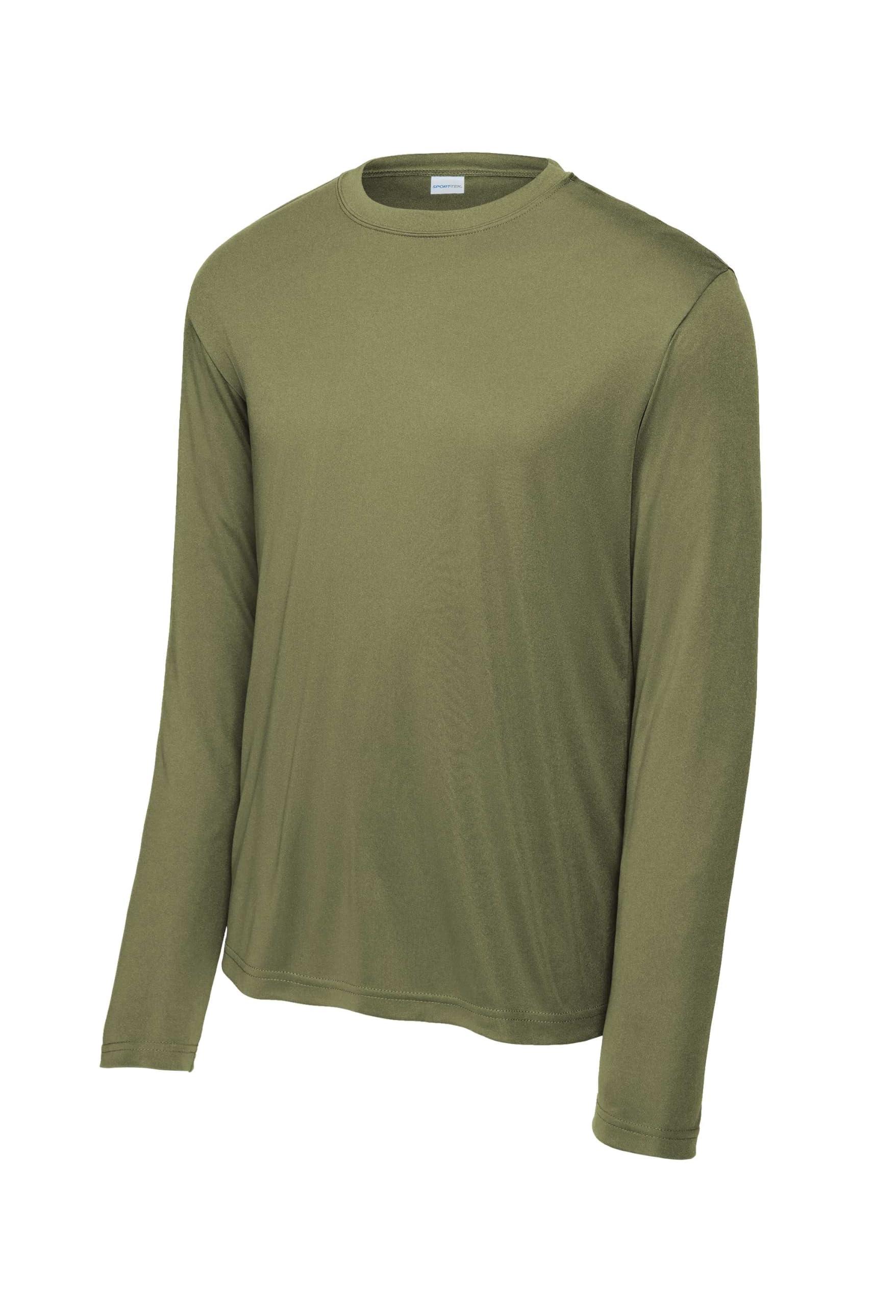 SPORT-TEK SPORT-TEK Long Sleeve PosiCharge Competitor T-Shirt ST350LS, Olive Drab Green, 4X-Large