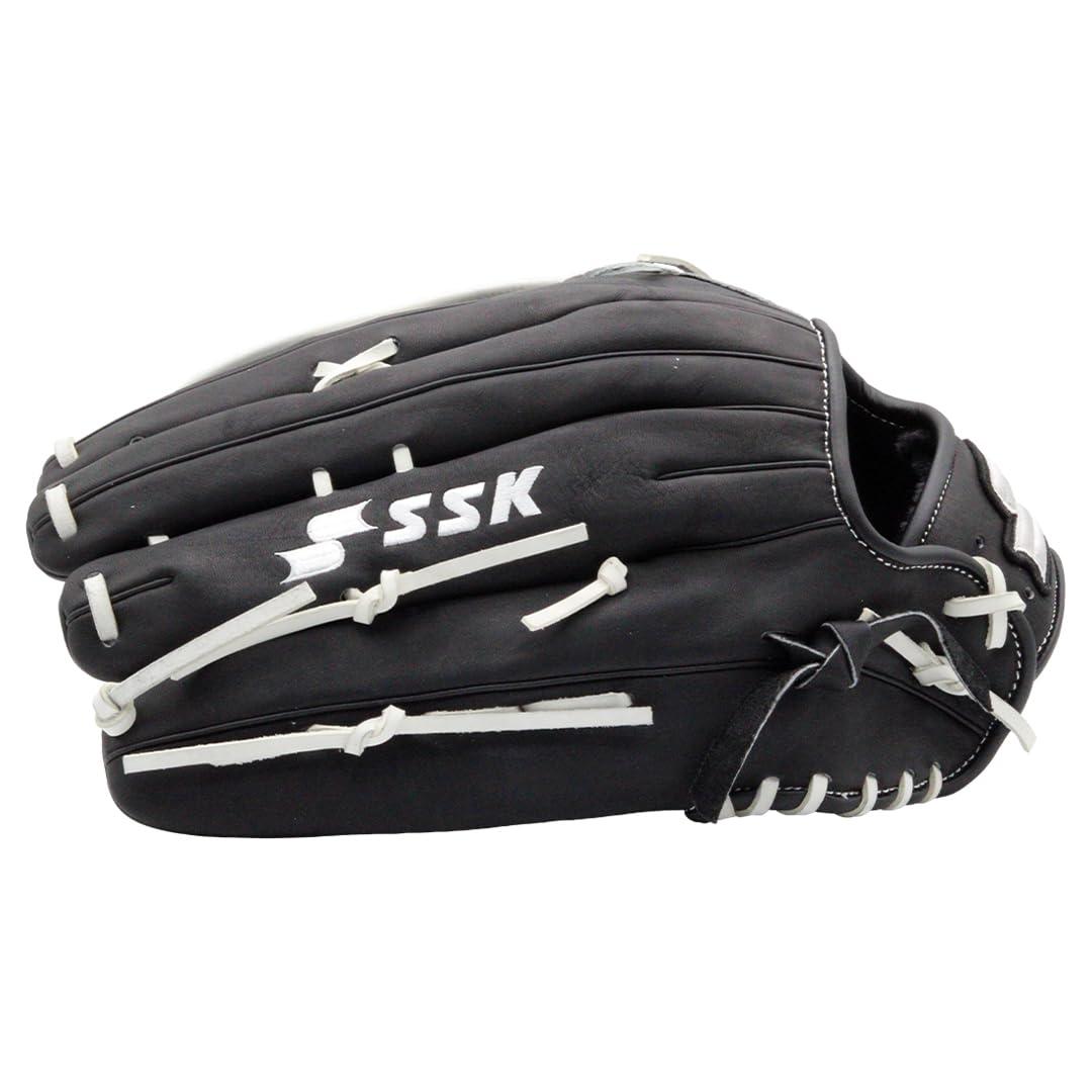 SSK SSK ZSLOW DIMPLE Slowpitch Softball Glove Game Ready 12.5 - 13 - 13.5 - 14 Right & Hand Left Hand Throw (Black/White, 14" - Right Hand Throw)