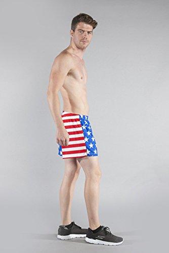 B.O.A B.O.A Boa Mens Stretch 3.75\" V-Notch Running Short US Flag (1102SWP) SIZE SM