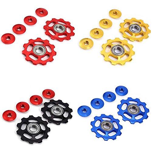 Stylrtop Stylrtop 2 pcs Bike 11T Aluminum Sealed Bearing Jockey Wheel Rear Derailleur Pulleys Fit Shimano SRAM (Blue)