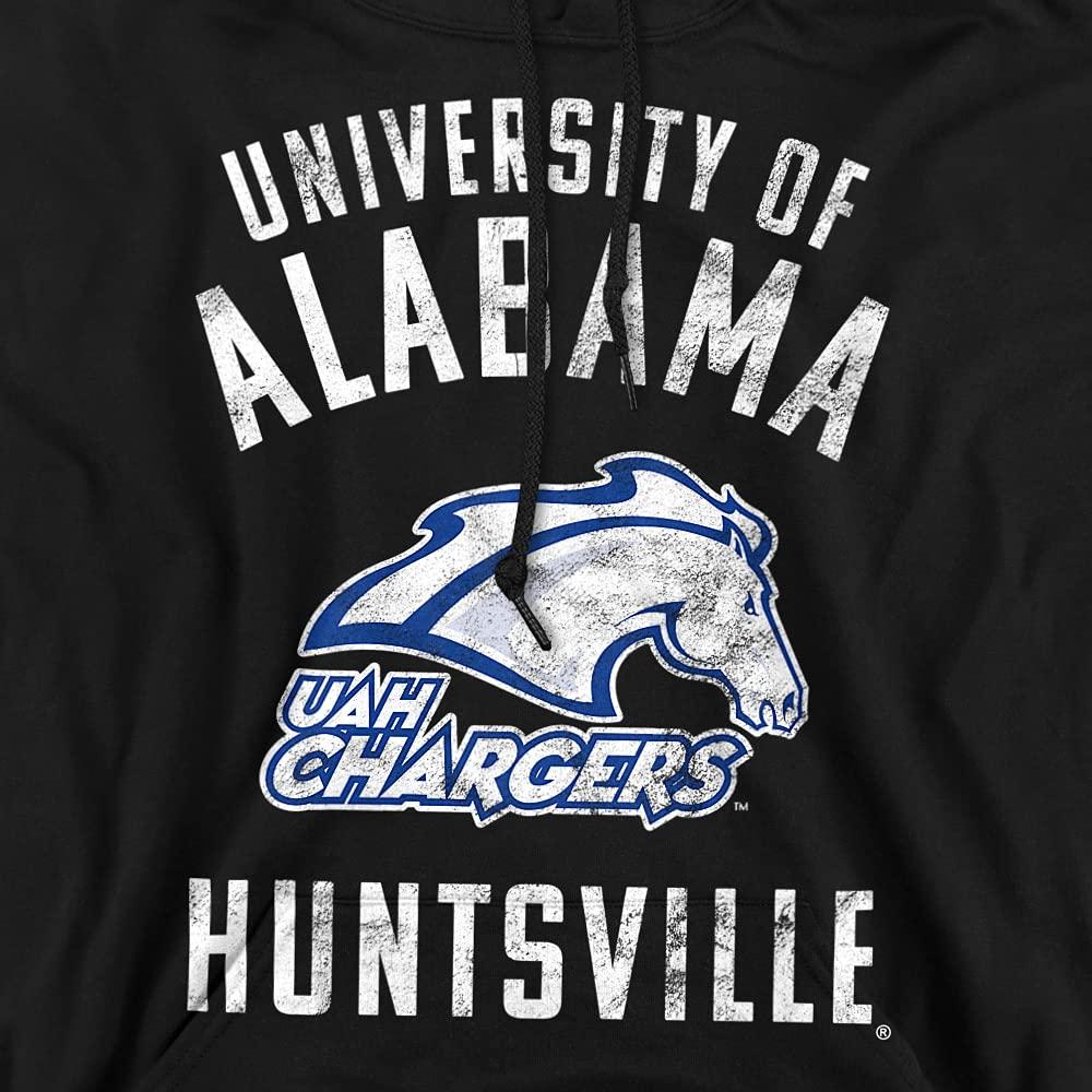 LOGOVISION University of Alabama Huntsville Official UAH Chargers Logo Unisex Adult Pull-Over Hoodie,Black, 3X-Large