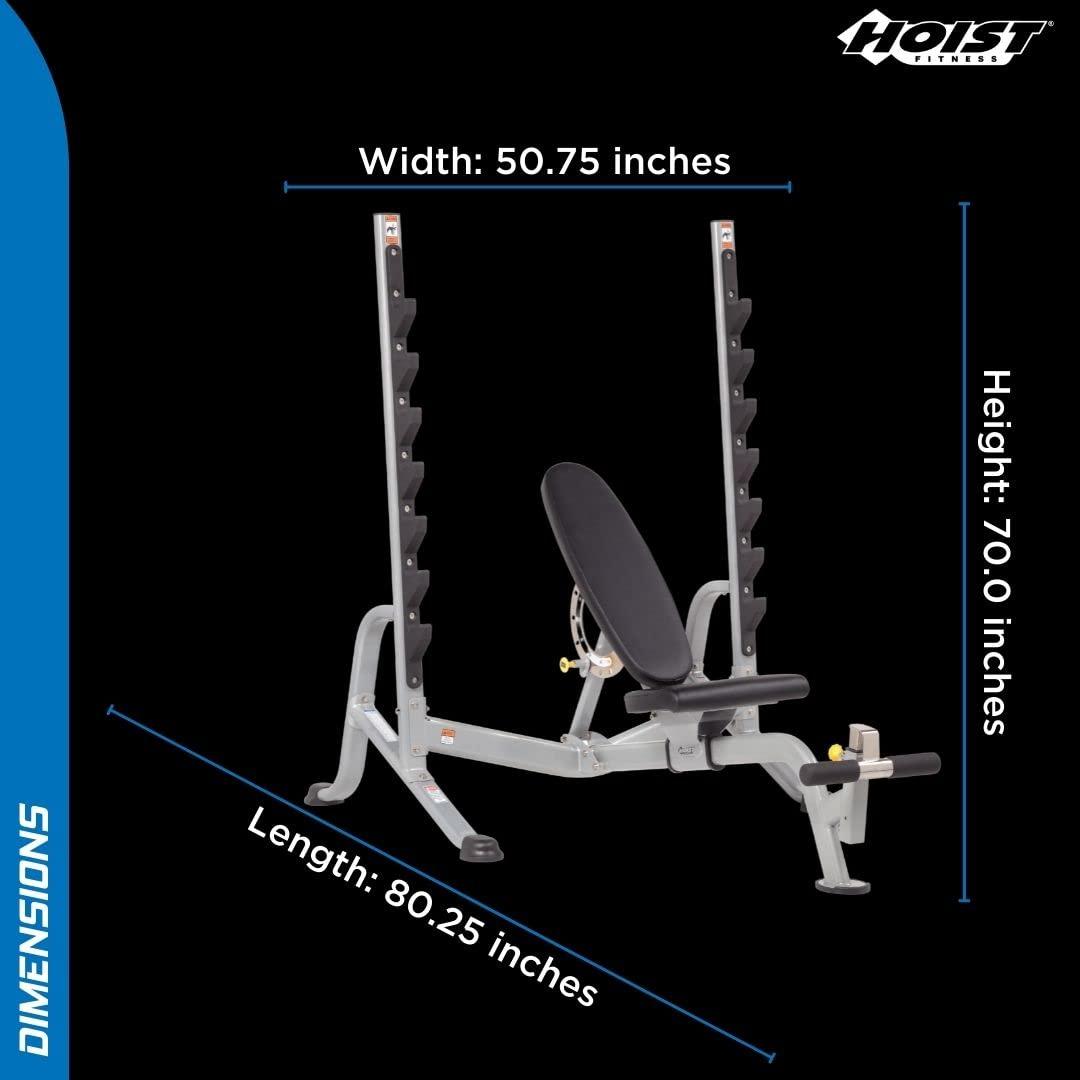 HOIST FITNESS HOIST Fitness Olympic Weight Bench 7-Position Adjustable Foldable Strength Training Bench for Flat, Incline & Decline Workouts | Compact Home Gym Bench (Accessories Not Included)