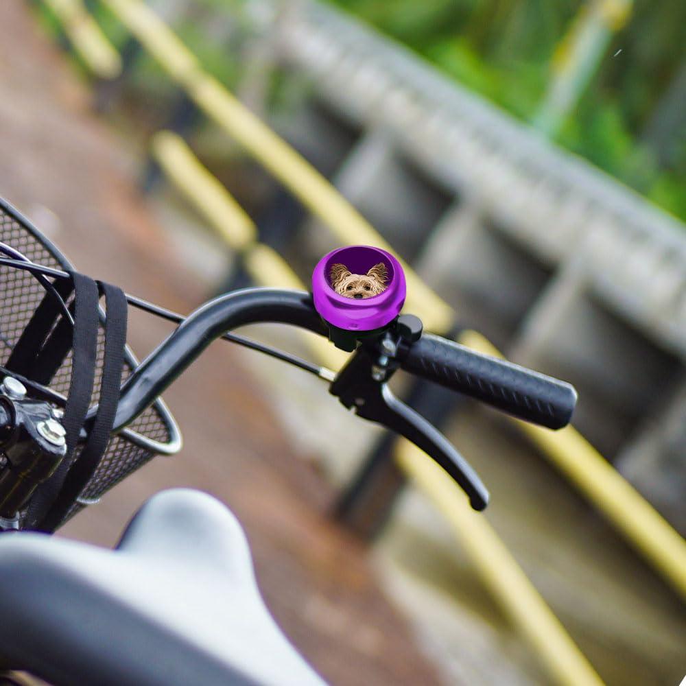WIRESTER WIRESTER Purple Aluminum Round Bike Bell, Classic Ring Bicycle Bell, Bike Accessories Bell Ring for Adults Kids Girls Boys - Yorkshire Terrier Dog