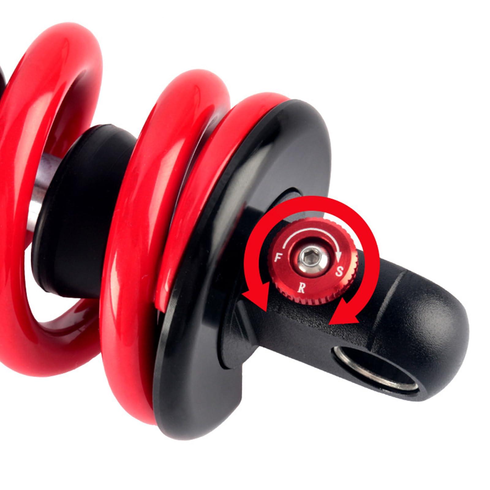 JFOYH JFOYH Adjustable Oil+Coil Spring Rear Shock Suspension, Shock Absorbers for Downhill MTB Bike/E-Bike, 240mm X 550lbs - Red