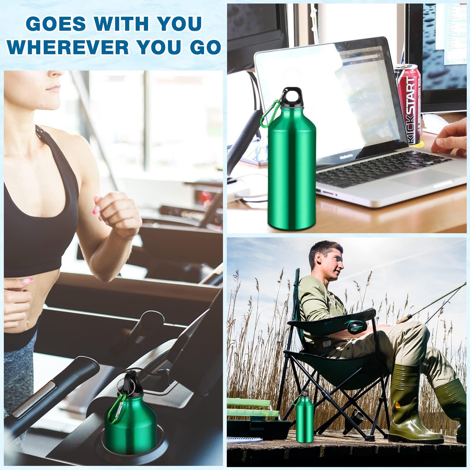 CHENGU CHENGU 16 Pack Aluminum Water Bottles 20 Oz Blank Reusable Water Bottles Lightweight Aluminum Gym Travel Bottle Leak Proof Team Customized Bottles for Bike Bicycle Camping(Green)