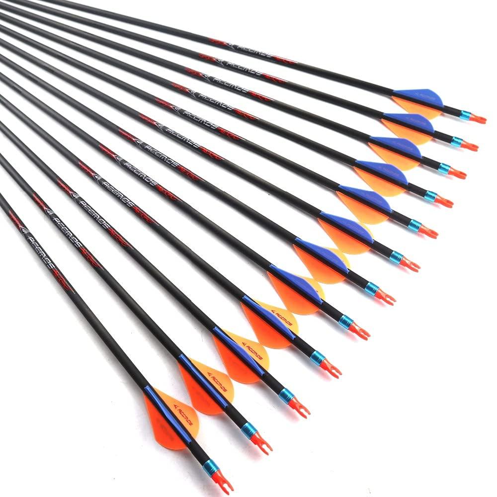 ACCMOS Spine 300 Arrow 32 Inch Arrow Target Practice Arrow Hunting Arrow Carbon Arrows Compound Bow Recurve Bow Adult Youth Archery Indoor Outdoor Shooting Field Tip 12pc