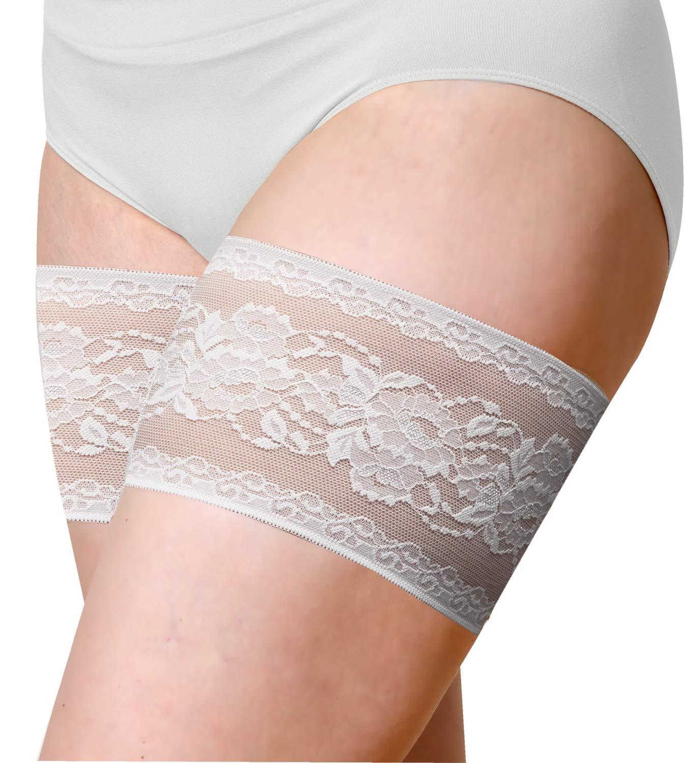 Bandelettes Bandelettes Original Patented Elastic Anti-Chafing Thigh Bands *Prevent Thigh Chafing* - White Peony Size D