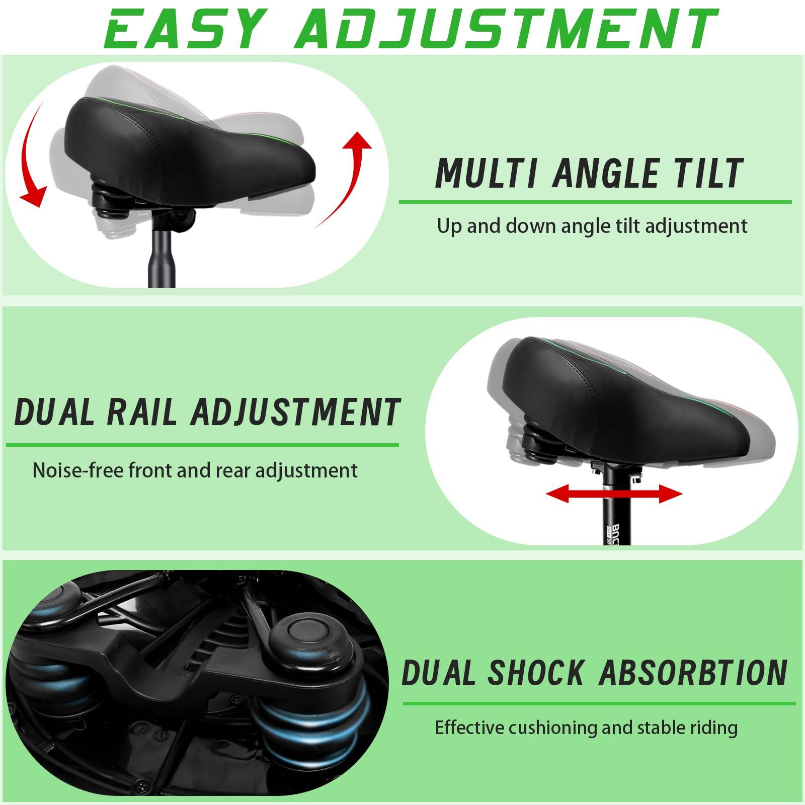 BUCKLOS BUCKLOS Extra Wide Comfort Bike Seat Cushion for Men Women - Bicycle Big Soft Foam Padded Seats for Exercise, Peloton, Ebike, Stationary, Spin Bike