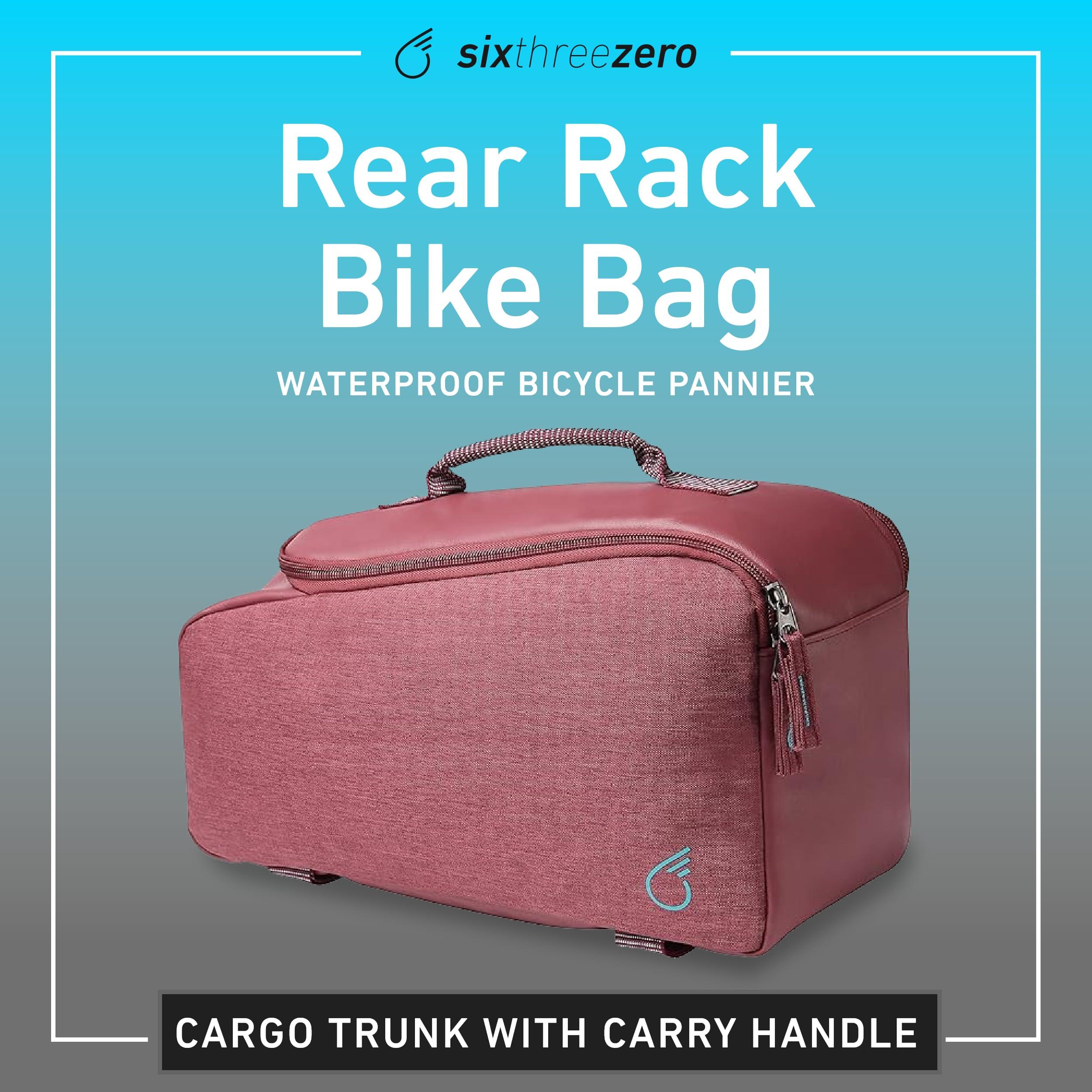 sixthreezero sixthreezero Bike Bag for Rear Rack, Waterproof Universal Bicycle Pannier for Storage, Cargo Trunk with Carry Handle, Burgundy w/Teal
