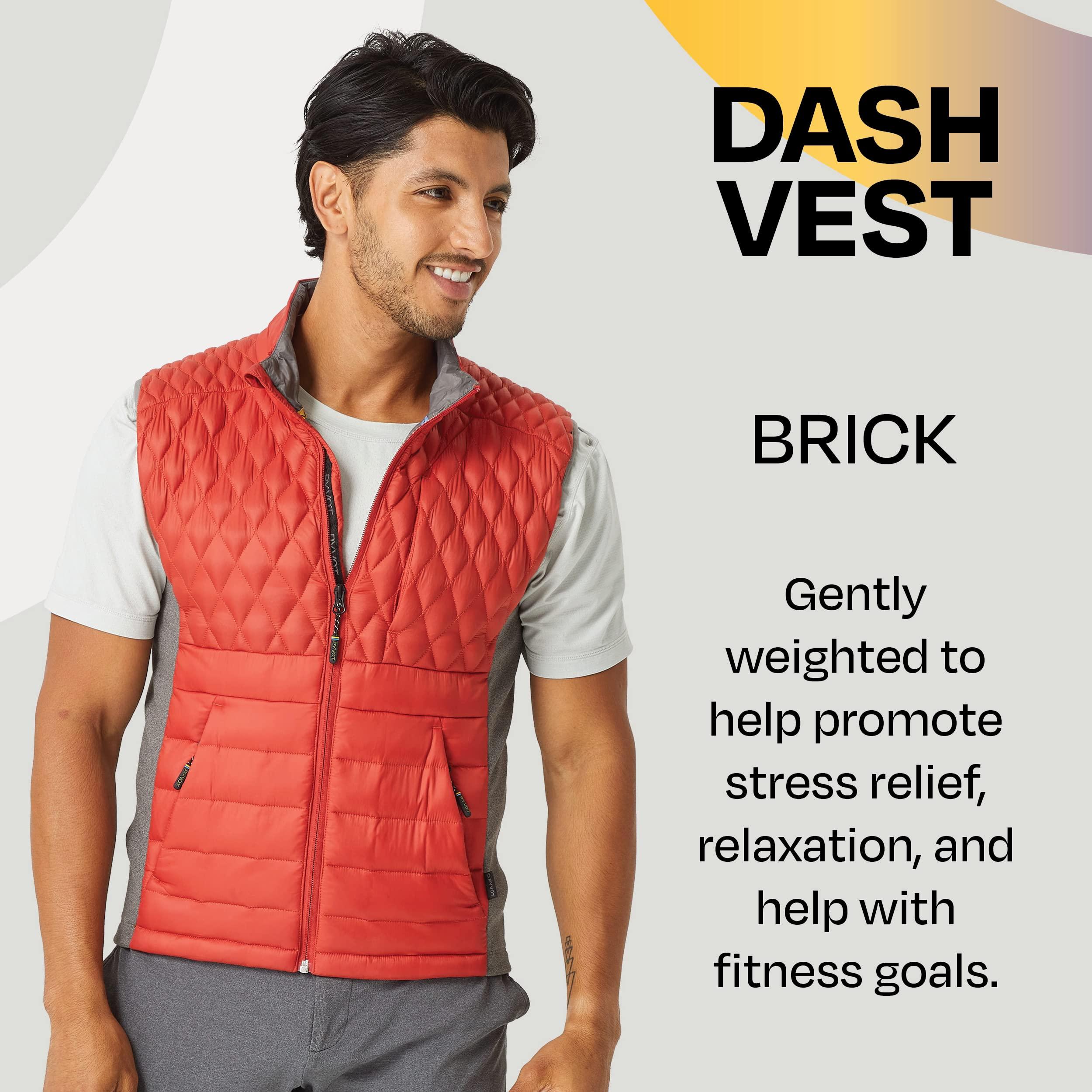 PYVOT PYVOT Mens Dash Weighted Quilted Vest, Weighted Blanket Inspired Clothing for Sensory Issues, Fitness, Stress Relief and Relaxation, 2X Large Size, Brick
