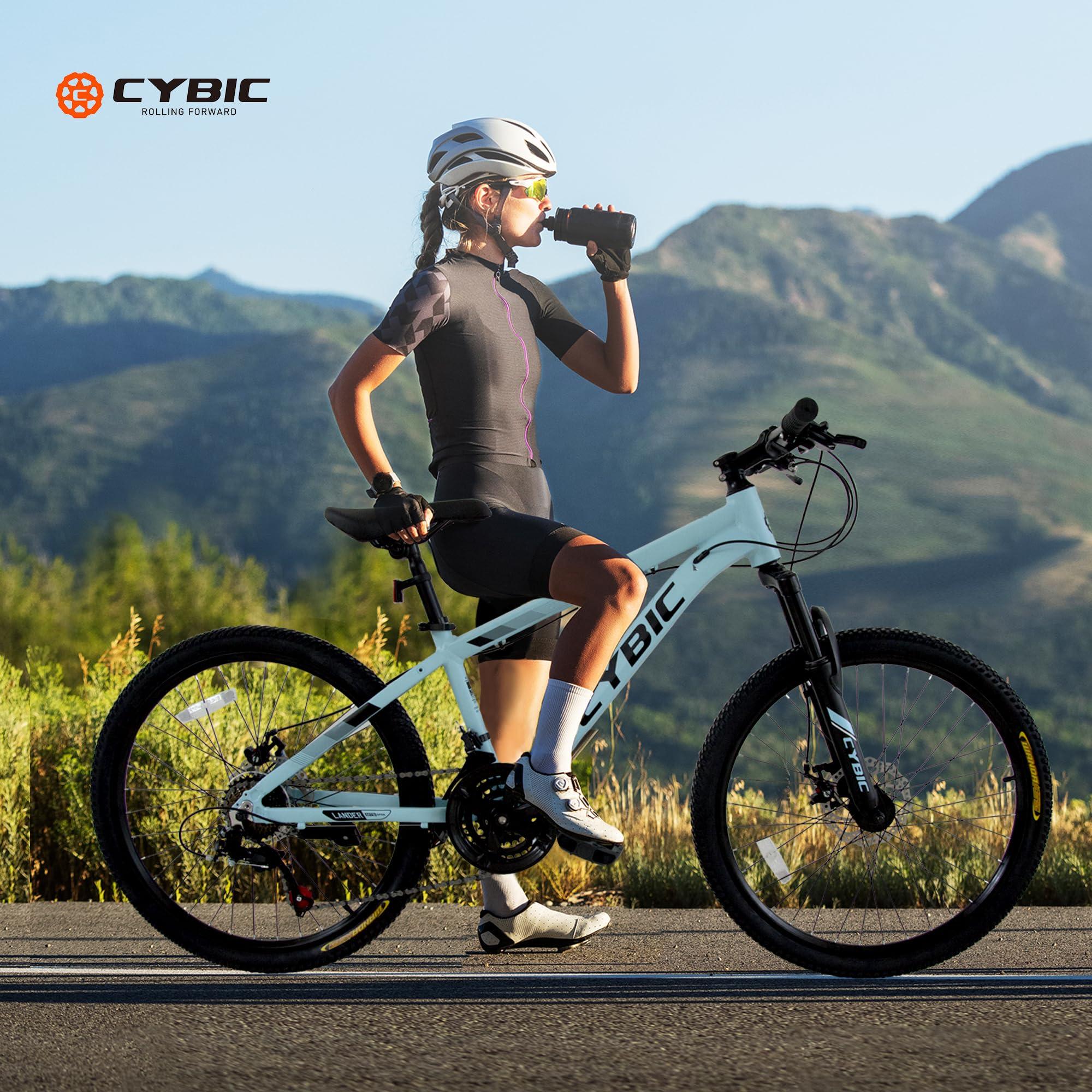 CYBIC CYBIC Mountain Bike 24/26in, 21-Speed Disc, Front Suspension Mountain Bike, Youth/Adult Mens Womens Commuter City Snow Bicycles (Blue, 26inch)