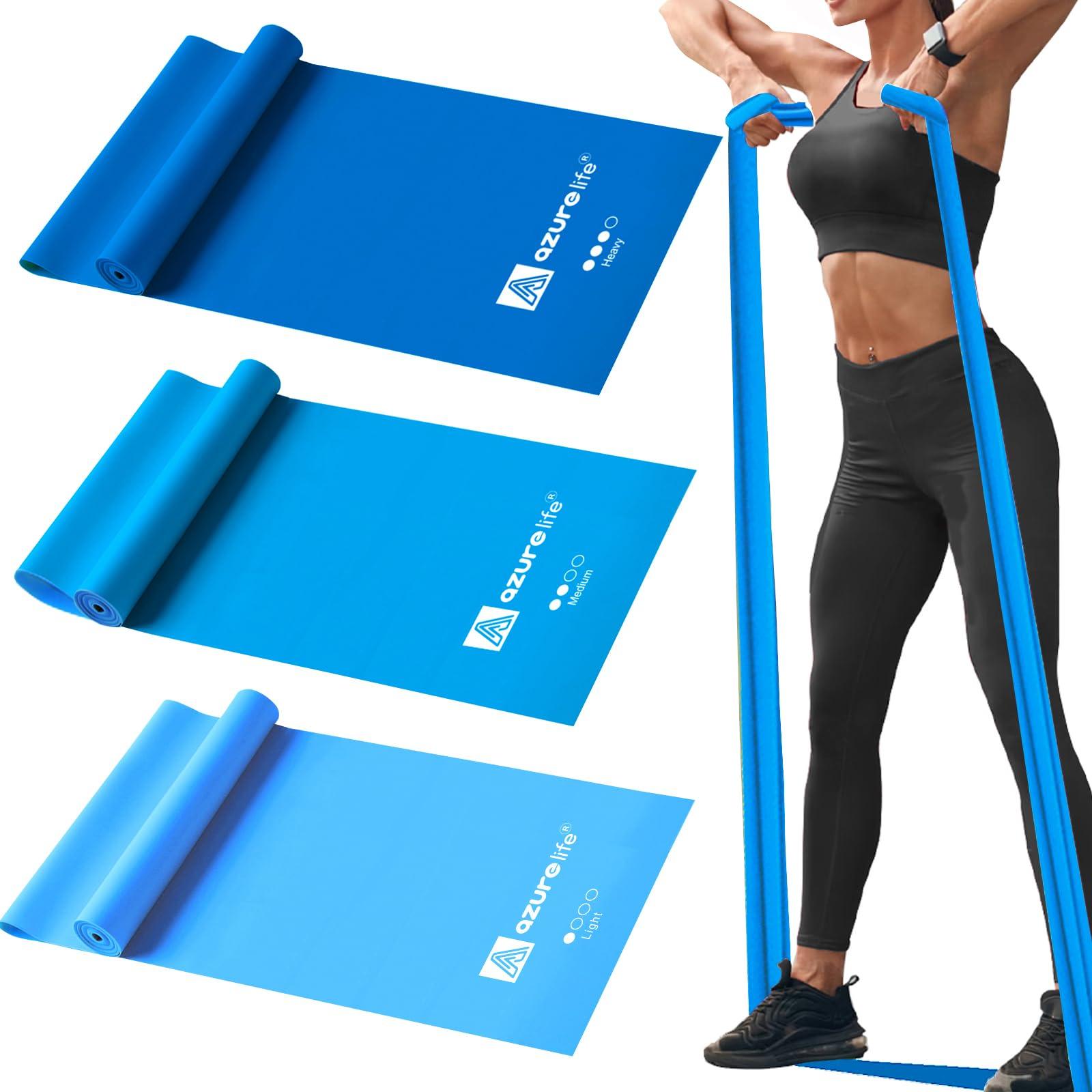 A AZURELIFE A AZURELIFE Resistance Bands,Professional Long Non-Latex Elastic Stretch Bands,Exercise Bands for Physical Therapy, Yoga, Pilates, Rehab, at-Home or The Gym Workouts, Strength Training