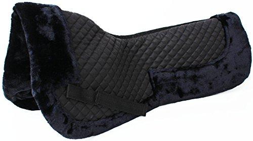 CHALLENGER CHALLENGER Horse English Quilted Half Saddle Pad Correction Wither Relief Faux Fur Black 12218BK