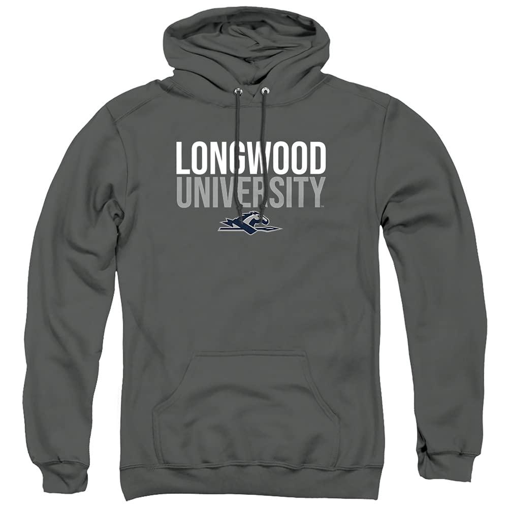 LOGOVISION Longwood University Official Stacked Unisex Adult Pull-Over Hoodie,Charcoal, 2X-Large