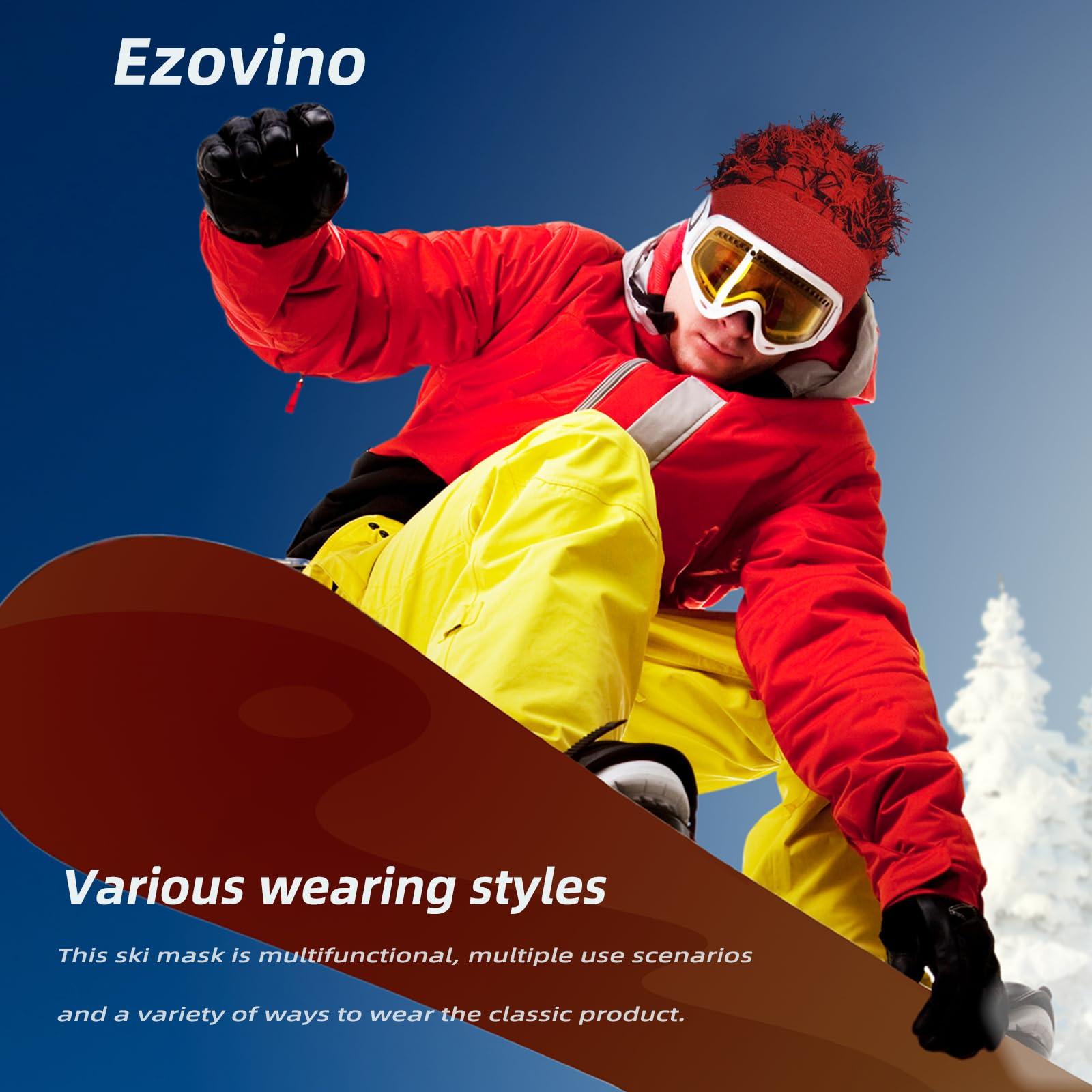 Ezovino Ezovino Distressed Balaclava Ski Mask, Knitted Full Face Mask for Men/Women Purple