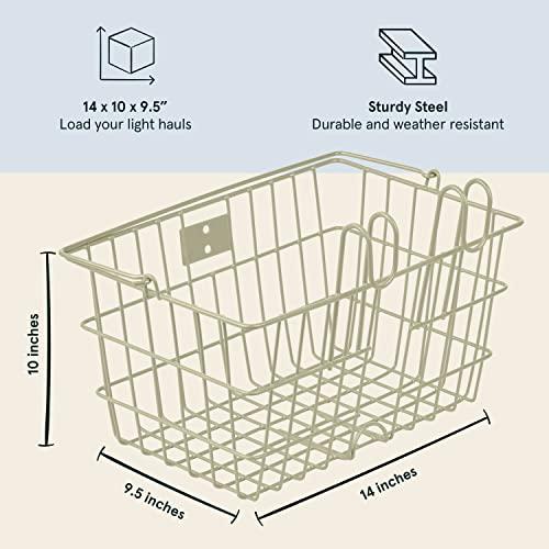 Retrospec Retrospec Detachable Steel Apollo-Lite Lift-Off Front Bike Basket with Handles, Moss Green