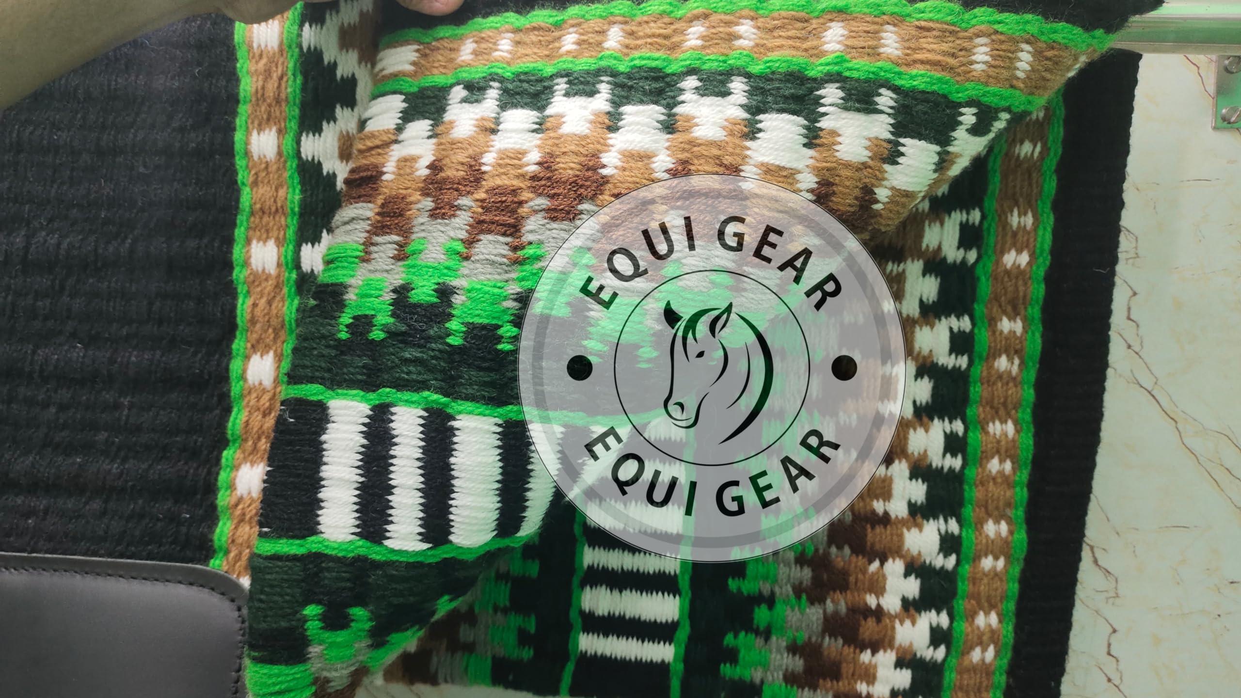 EQUIGEAR EQUIGEAR Western Ranch Horse Saddle Blanket New Zealand Wool Western Design Handmade Saddle Blanket Top Wool Pad Sensor Flex (Customization Available) ZB-062 (34" x 32")