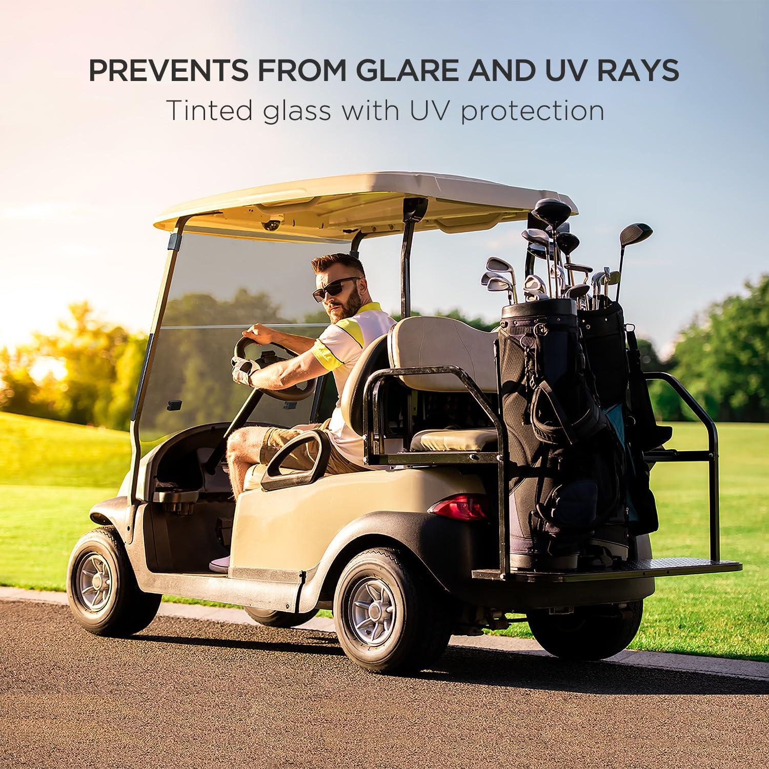 ZivPlay Ezgo Golf Cart Windshield Ezgo TXT Windshield Replacement for Front Fits 1995 to 2013 Ezgo TXT and Medalist Models Foldable Tinted UV Protection and Impact Resistant PC Shield