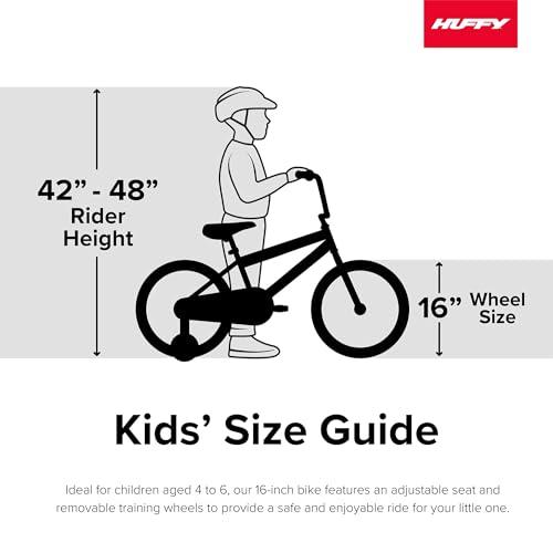 Huffy Huffy ZRX 16\" Kids Bike, Ideal for Ages 3 to 5 Years Old, Front Pegs, BMX Style Handlebar, Quick Connect Assembly, Designed for Growth, Durable Steel Frame, Enclosed Chain Guard, Silver