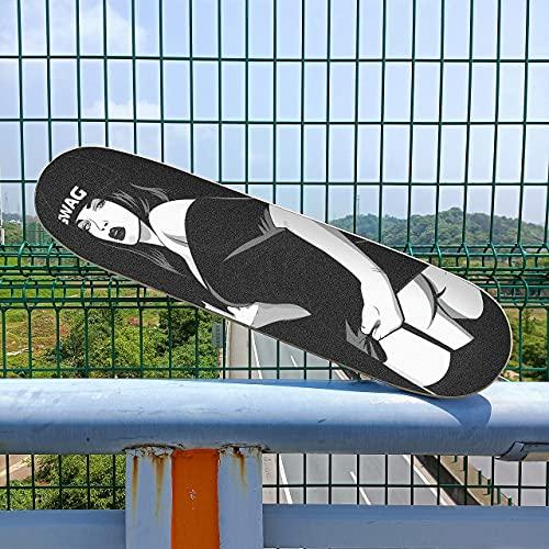 Hupery Hupery Sexy Rap Music Girl Skateboard Grip Tape Longboard Griptape Waterproof Grip Tape Sheet Sticker Deck Sandpaper Griptape 33.1x 9.1 inch
