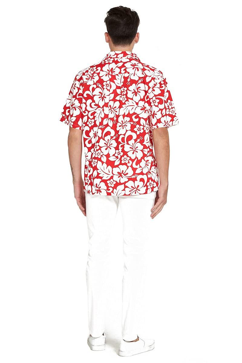 Hawaii Hangover Matchable Family Hawaiian Luau Shirts, Classic Vintage Hibiscus Red, Men, X-Large