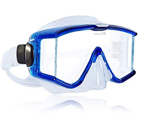 Tilos Tilos Single Lens Panoramic Large Wide View Mask for Scuba Diving & Snorkeling (Trans Blue)