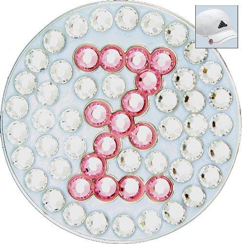 BELLA BELLA Crystal Golf Ball Marker & Hat Clip - Initials Collection - Z (Pink)