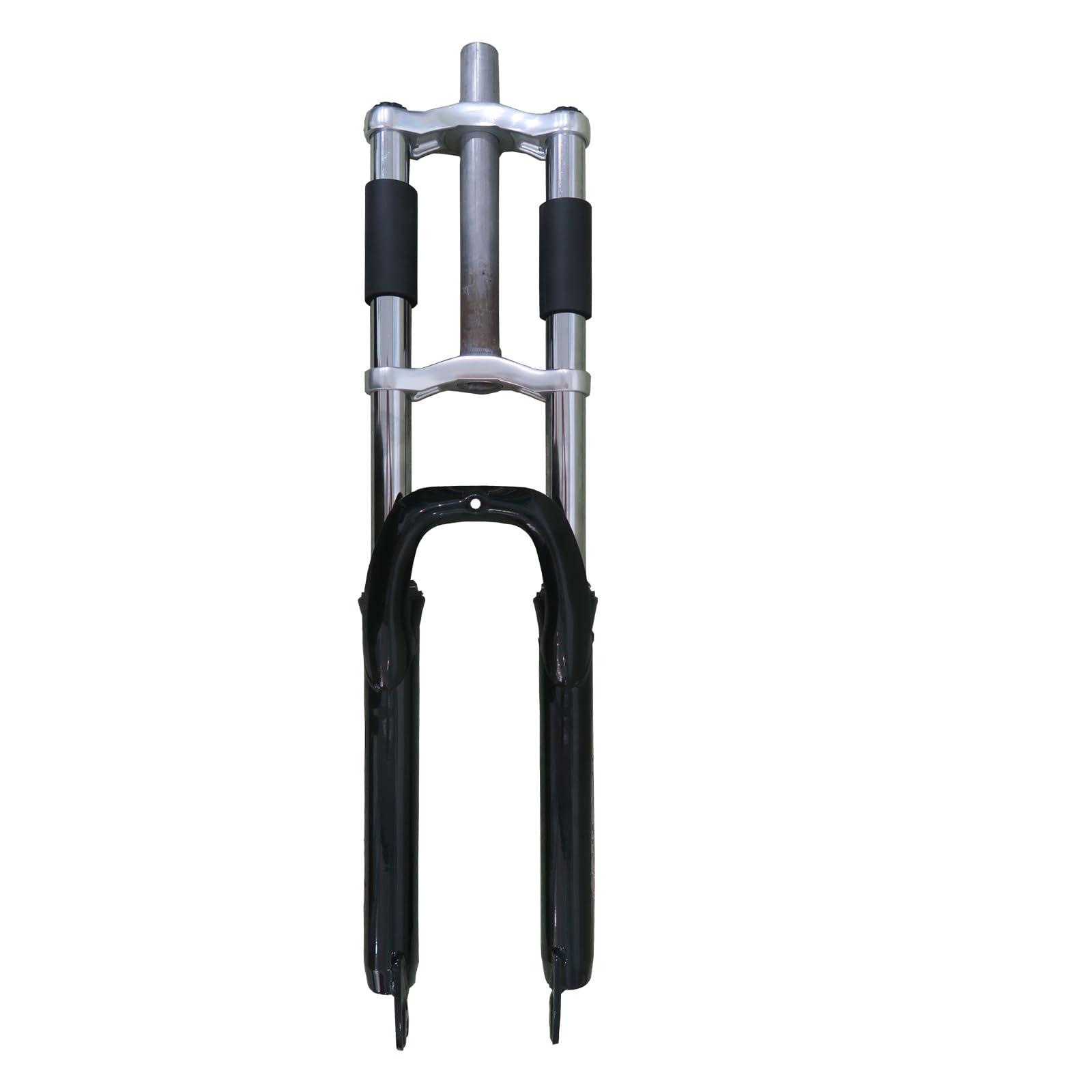 CDHPOWER CDHPOWER 26"/29" Bicycle Suspension Fork, Double Shoulder, Triple Tree, 1-1/8" Threadless, 28.6mm Straight Tube, Black, Disc Brake (26")