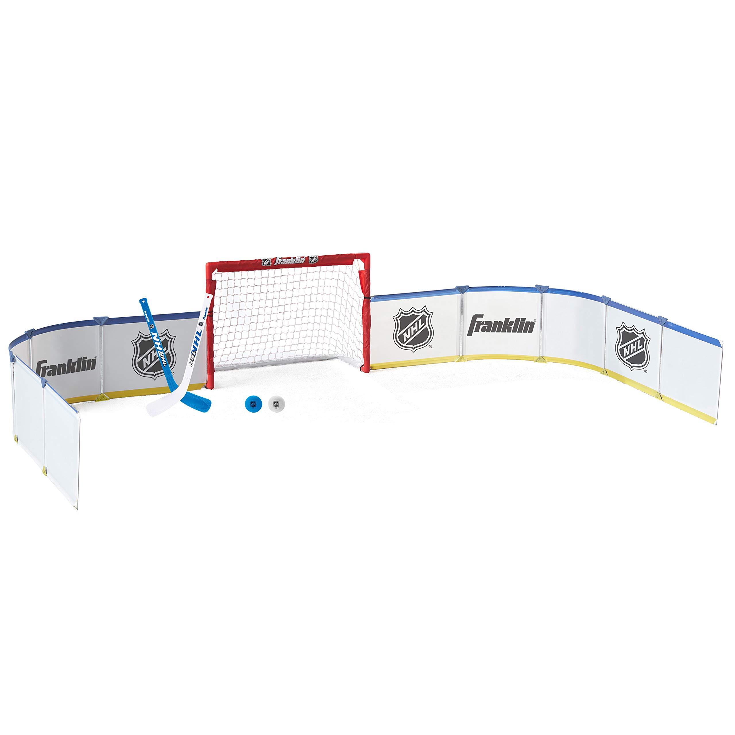 Franklin Sports Franklin Sports Mini Hockey Rink Set - Half Rink Knee Hockey Goal, Mini Sticks, and Ball Set - Indoor Mini Hockey Rink - Official NHL Licensed White