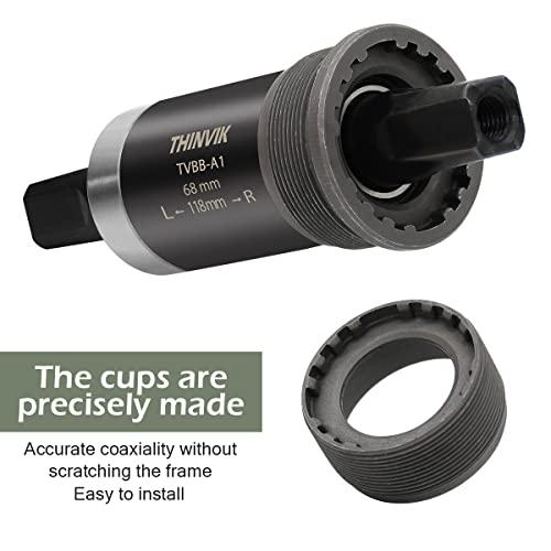 Thinvik Thinvik Square Tapered Bottom Bracket - 68mm English BSA Compatible with Shimano BB-UN26/BB-300/BB-100/BB-101, 68mm x 108 110 113 116 118 122.5 127