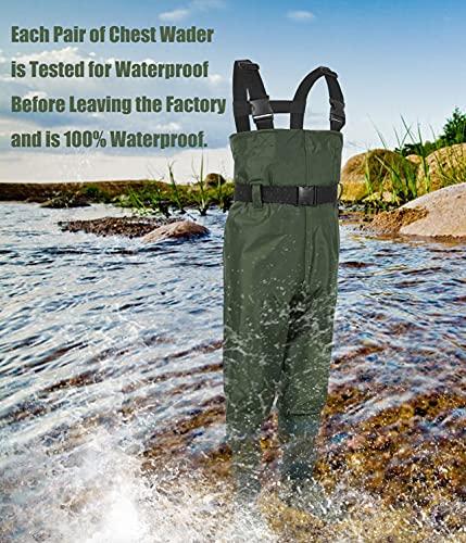 LANGXUN LANGXUN Chest Waders for Kids, Lightweight and Breathable PVC Fishing Waders for Toddler & Children, Waterproof Hutting Waders for Boys and Girls, Age 6/7 Little Kid