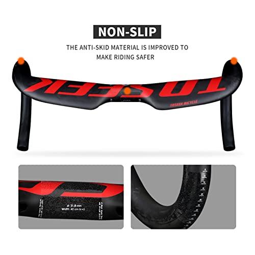 GXMCLCY 31.8mm Aero Bent Handlebar Ultralight Road Bike Carbon Fiber Handlebars Drop Handlebars UD Matting/Matte 400/420/440mm Bike Parts for Road Bike,Black,440mm