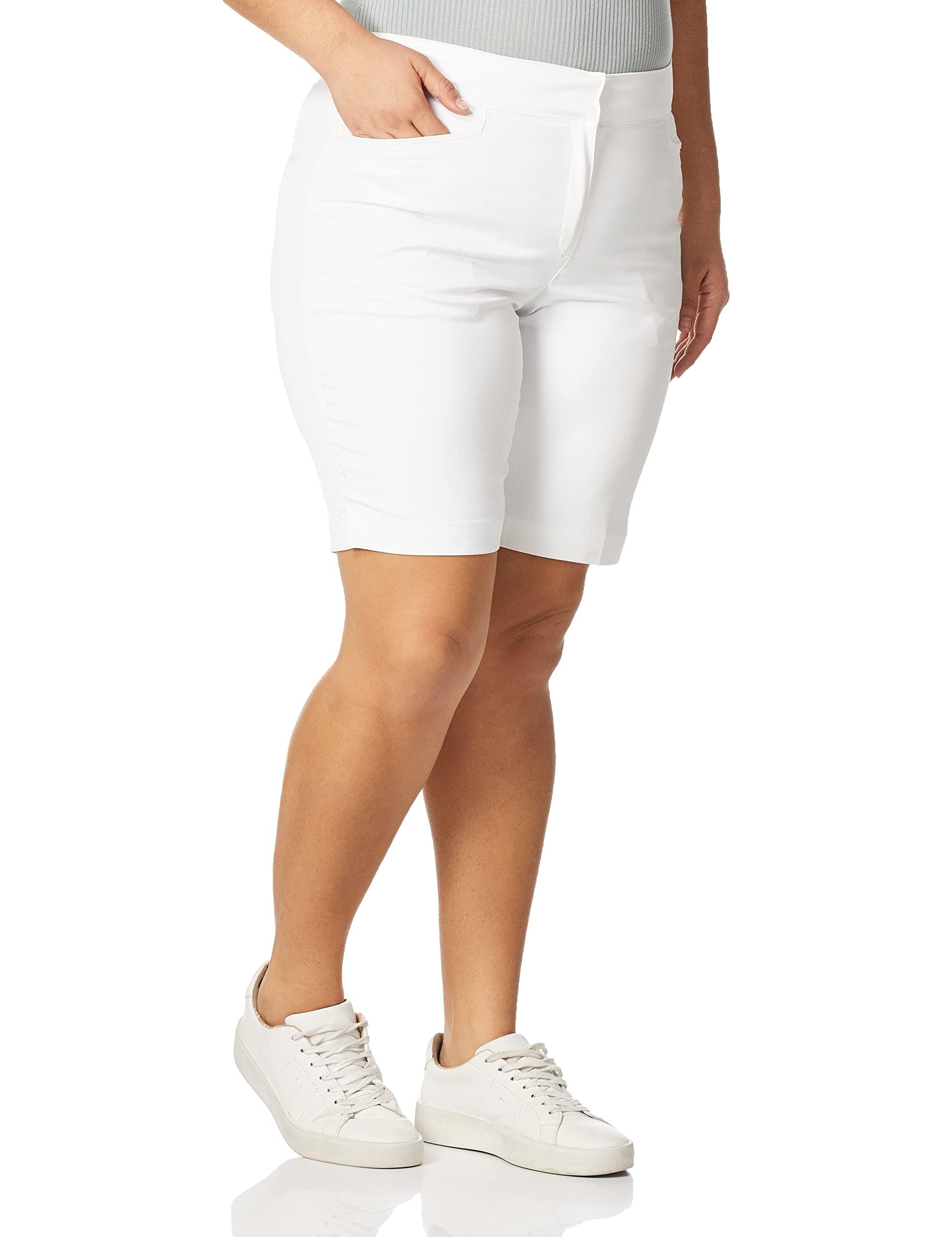 PGA TOUR PGA TOUR Stretch360 Womens Golf Shorts with Comfort Waistband, Moisture-Wicking, Sun Protection, Straight Fit, 9.5\" Inseam, Bright White, 18