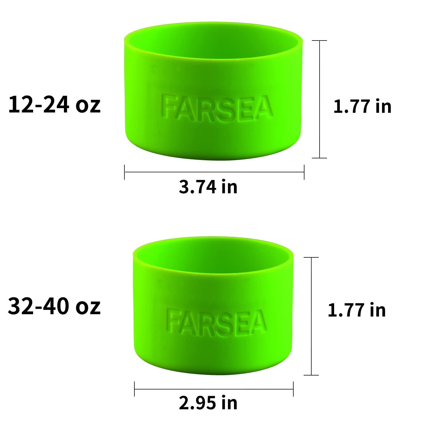 Farsea Farsea Protective Silicone Boot for 12oz - 40oz Stainless Steel Insulated Water Bottles, Anti-Slip Sleeve Cover, Bottom Boot (12-24oz, Lemon Green)
