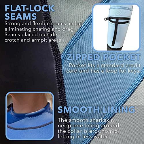 Platinum Sun Women\'s Limestone Neoprene Wetsuit Shorty Wet Suits for Women in Cold Water Long-Sleeve Half Leg Water Suits Springsuit for Scuba Diving Surfing Kayaking Canoeing Snorkeling - 2.0mm (Dive-Blue, M)