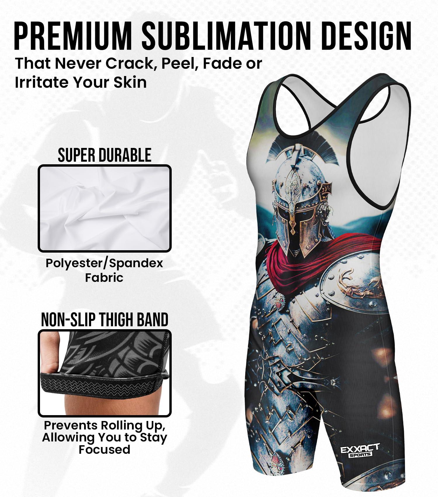 Exxact Sports Exxact Sports Sublimated Men\'s Wrestling Singlet, High-Performance Powerlifting Singlet, Wrestling Singlets for Men (AL, Gladiator)