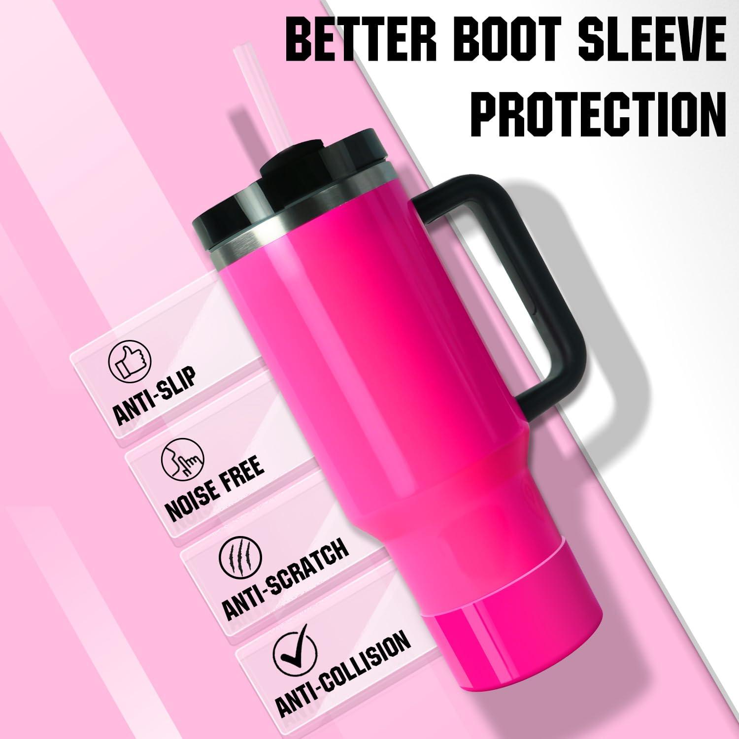 NBOOCUP Neon Protective Silicone Boot for Stanley Cup 20-40oz, Hydro Flask 12-24oz & Simple Modern 20-40oz, Antislip Sleeve Cover Neon for More Tumblers & Water Bottles with 2.8-2.95" Base, Electric Pink