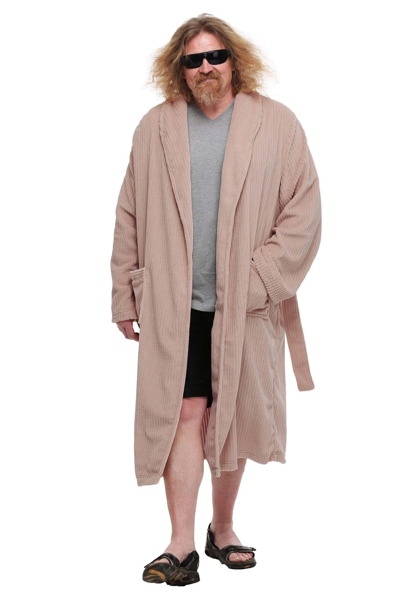 Fun Costumes The Big Lebowski Adult The Dude Costume Mens, Tan Full Length Bathrobe Halloween Outfit with Pockets L