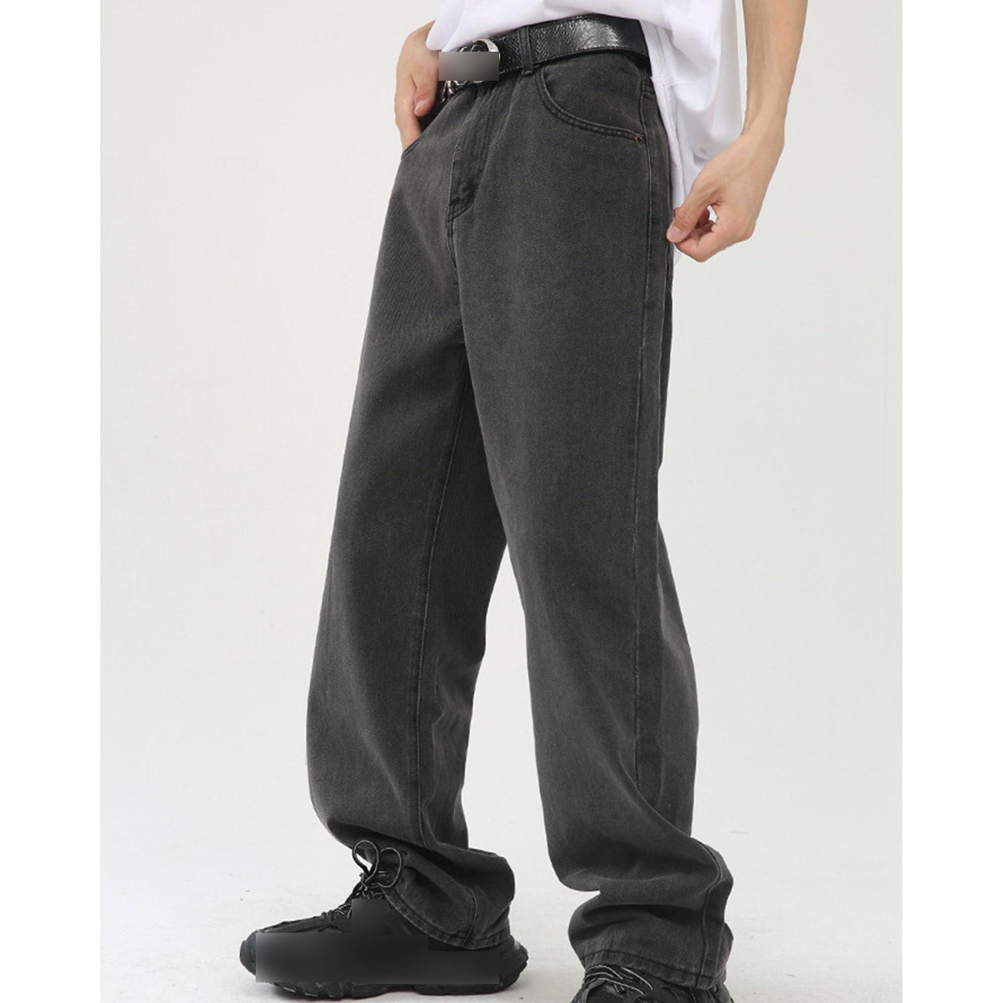 JEsilunmaMY JEsilunmaMY Men's Distressed Straight Leg Jeans Fashion Comfort Cotton Denim Pants Loose Casual Carpenter Jean Trousers (Black,Small)