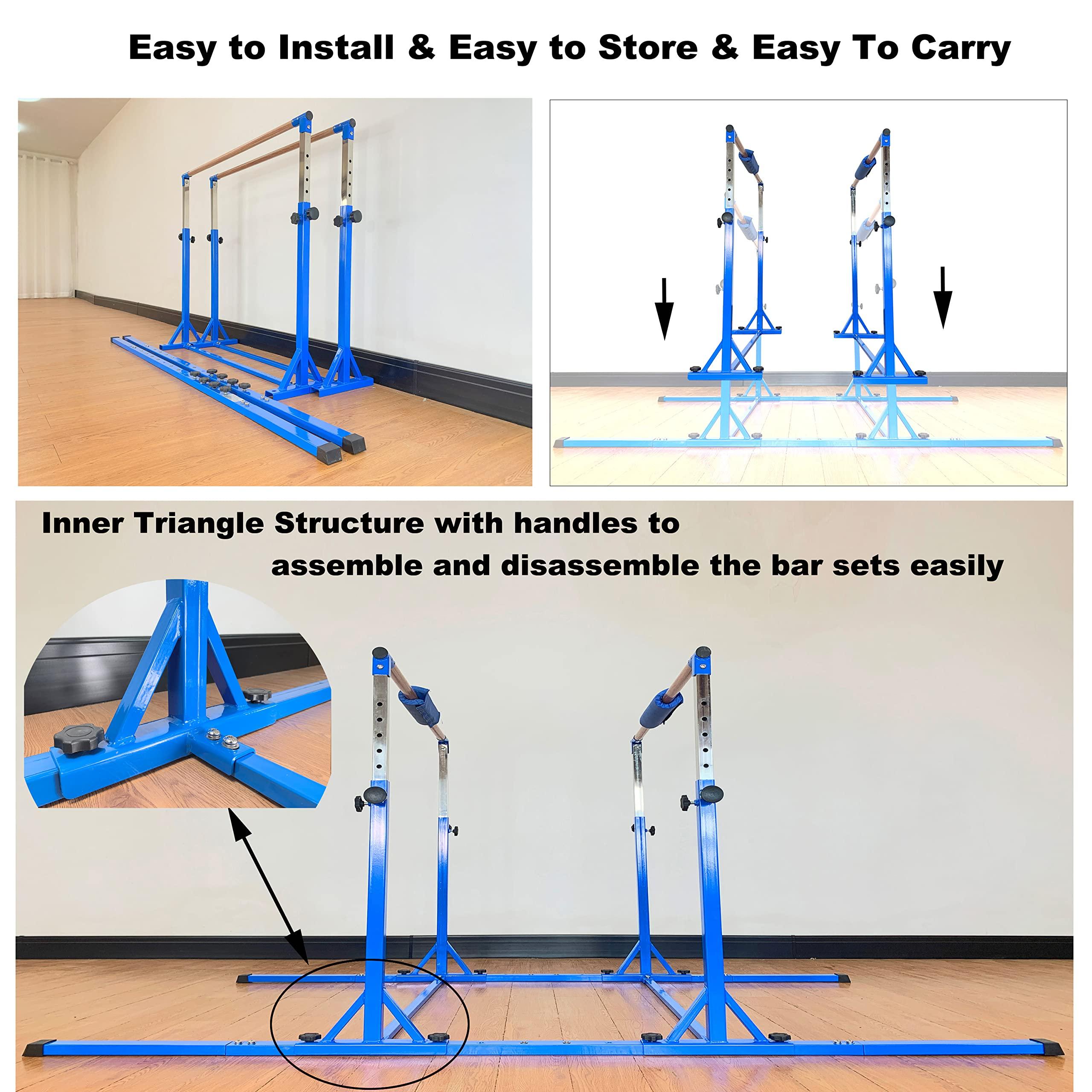 MARFULA MARFULA Gymnastics Double Horizontal Bars 3Play Gymnastic Parallel Bars Uneven Bars with Mat Gymnastics Training Bar with 304 Stainless Steel Regulating Arms & Fiberglass Rail for Home Club Use