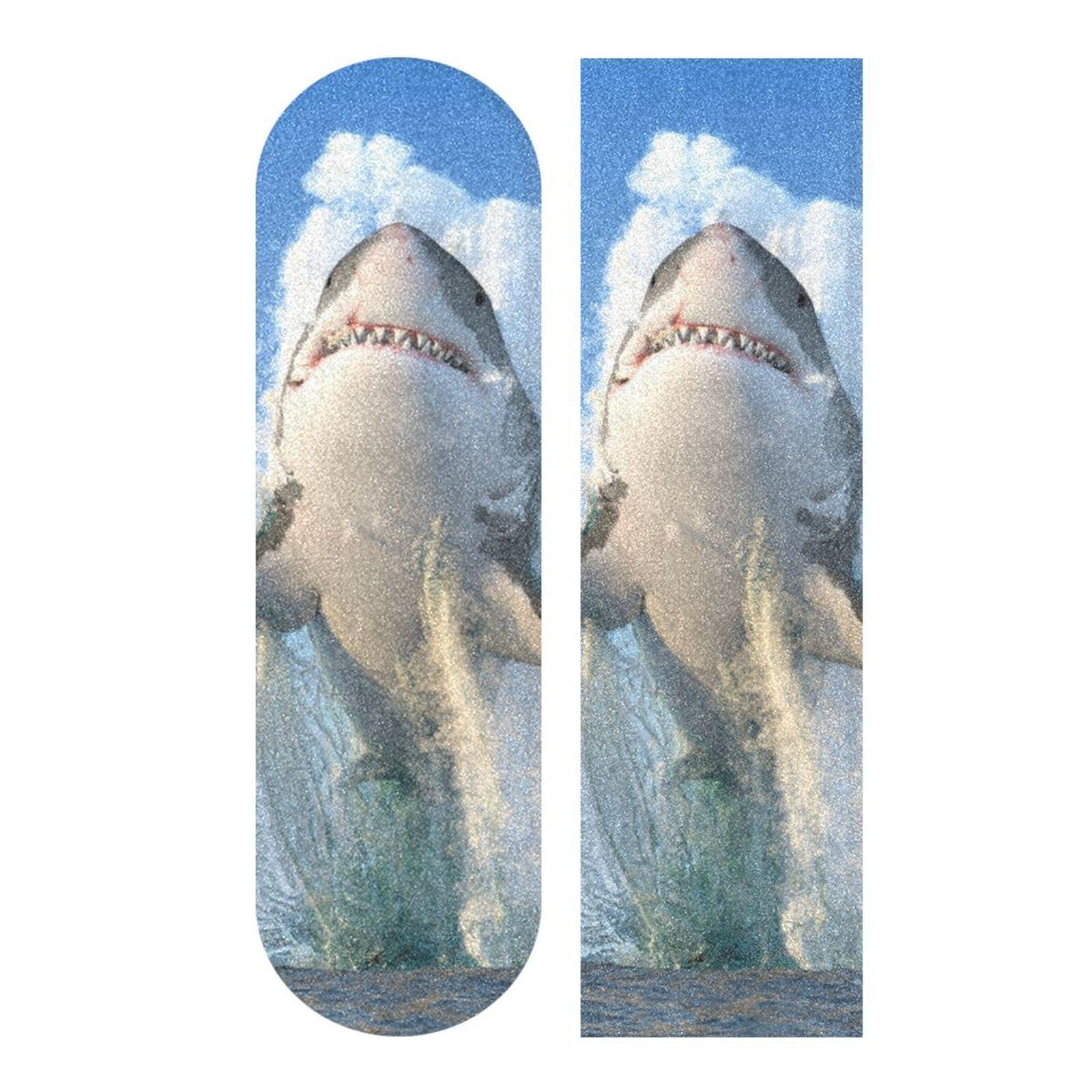VitVerCosy VitVerCosy Shark Skateboard Grip Tape Longboards Griptape Bubble Free Anti-Slip Deck Sandpaper for Rollerboard 10" x 40"