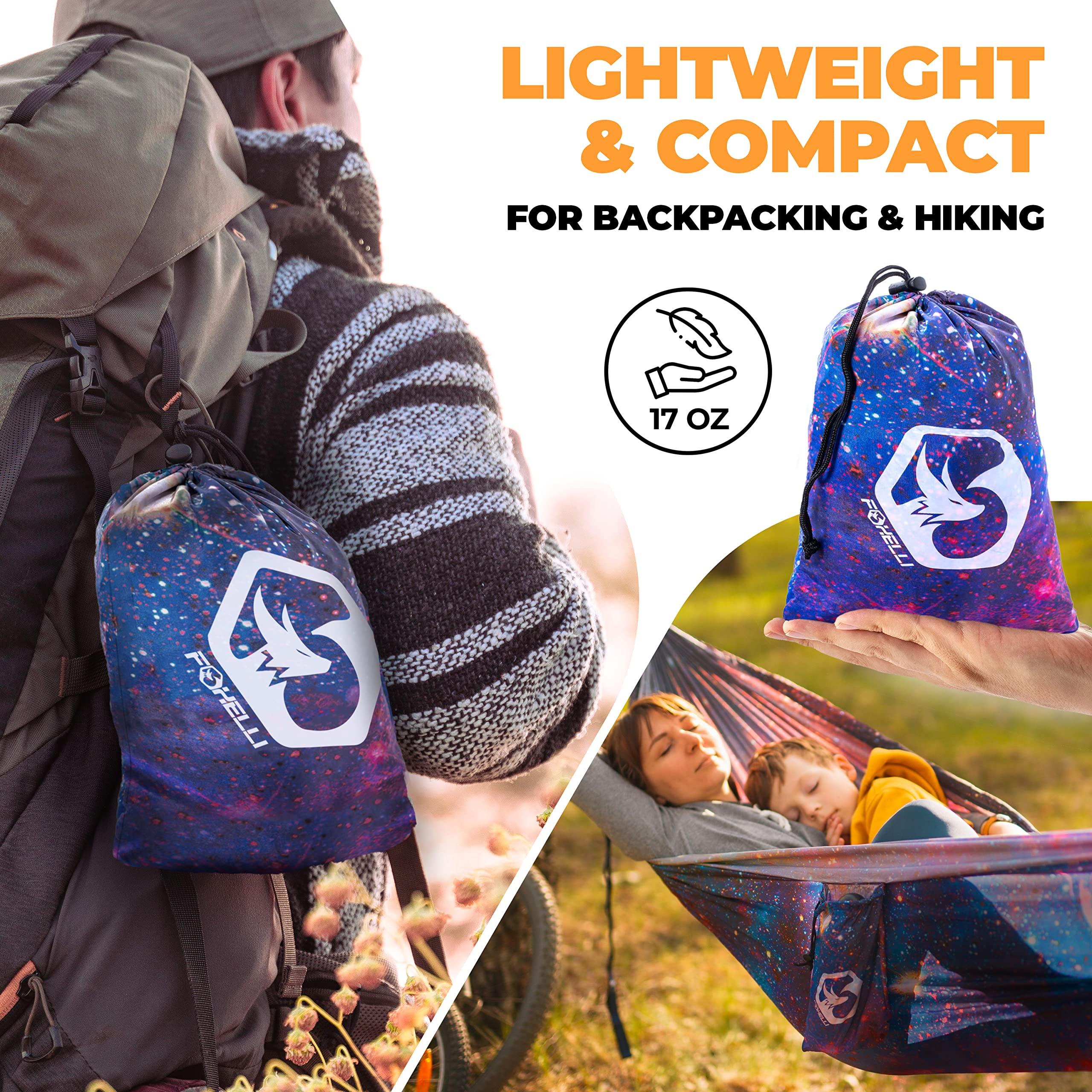 Foxelli Foxelli Camping Hammock Bundle of 2 Lightweight Parachute Nylon Portable Hammocks with Tree Ropes and Carabiners