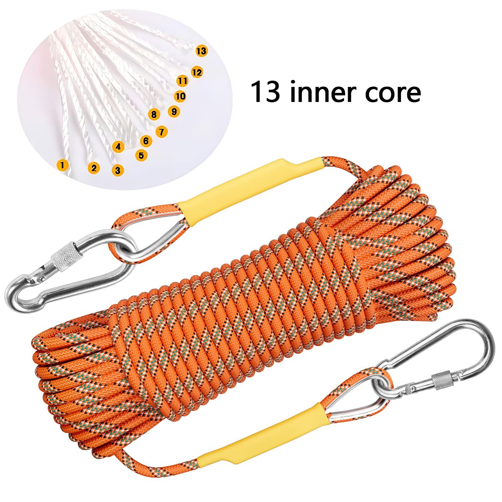 X XBEN X XBEN Outdoor Climbing Rope 10M (32ft) Rock Climbing Rope, Escape Rope Climbing Equipment Fire Rescue Parachute Rope (32 Foot) - Orange