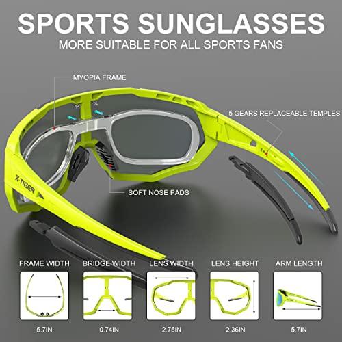 X-TIGER X-TIGER Polarized Sports Sunglasses with 3 Interchangeable Lenses,Mens Womens Cycling Glasses,Baseball Running Fishing Golf Driving Sunglasses