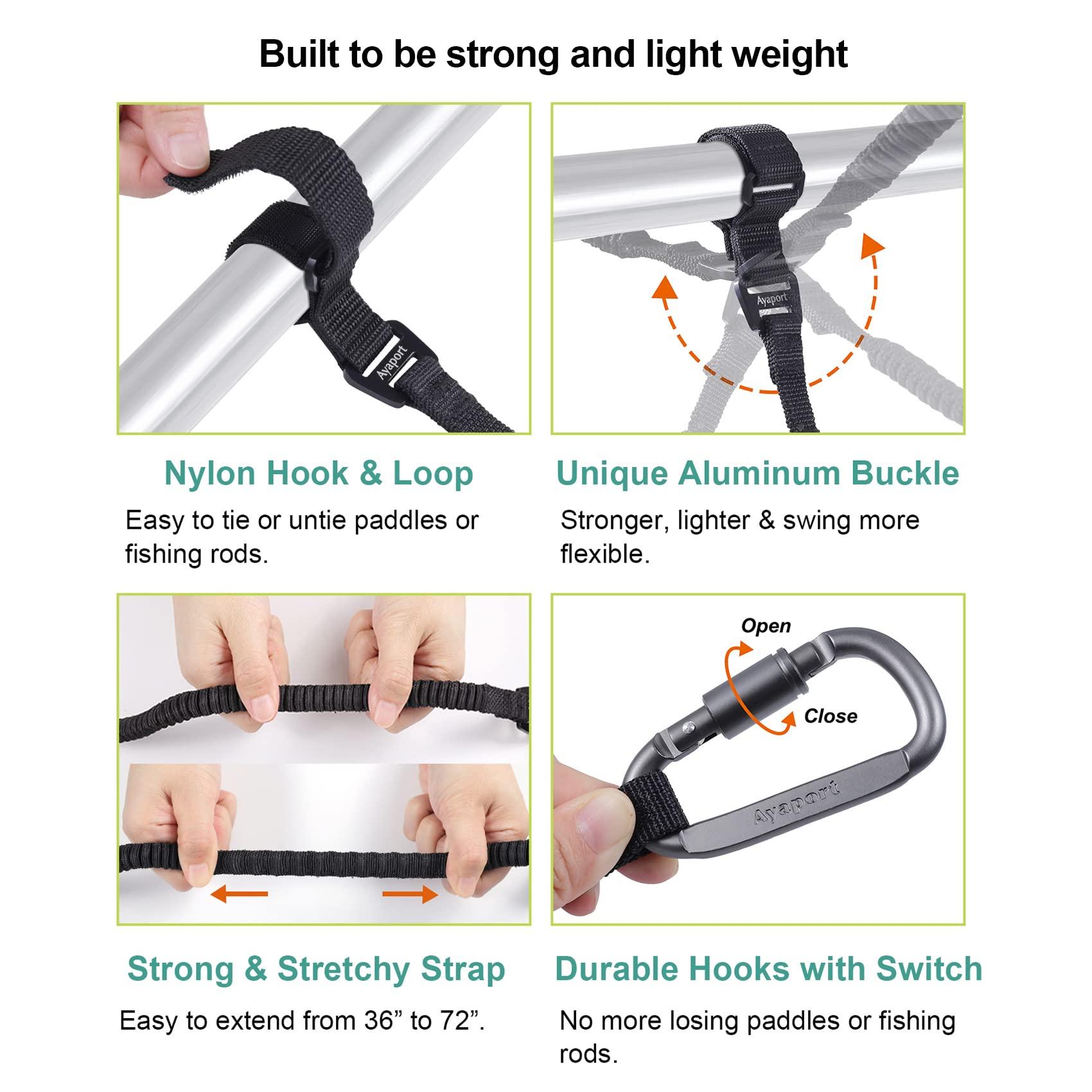 Ayaport Ayaport Kayak Paddle Leash Kayak Accessories for Kayaking Fishing SUP Sail Gear Canoe (Black-2PK, 36"-72")