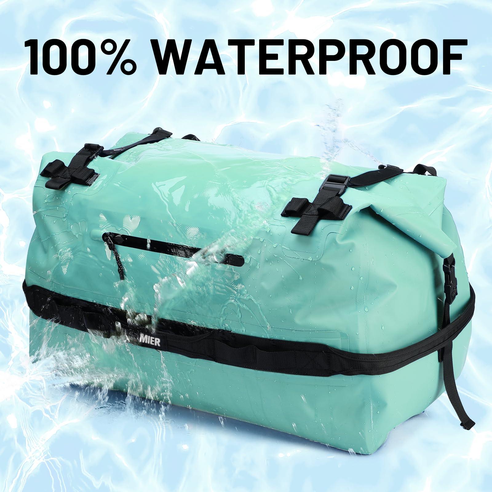 MIER MIER Large Waterproof Duffel Bag Rolltop Dry Backpack Duffle Bags for Kayaking, Rafting, Boating, Swimming, Camping, Travel, Gym, Beach, 80L, Green