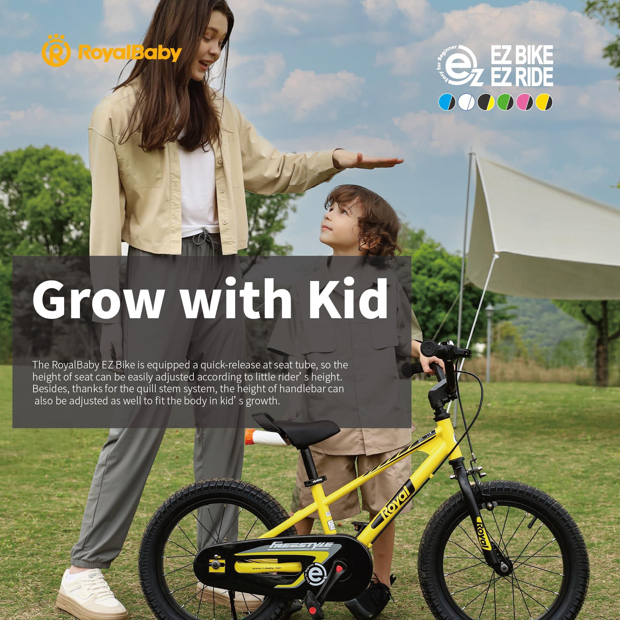 RoyalBaby Royalbaby EZ Kids Bike, 18 Inch Balance Pedal Convertable Bicycle, Easy Learn Balancing to Biking Boys Girls Ages 4-7 Years Beginners, 18" Wheel Blue