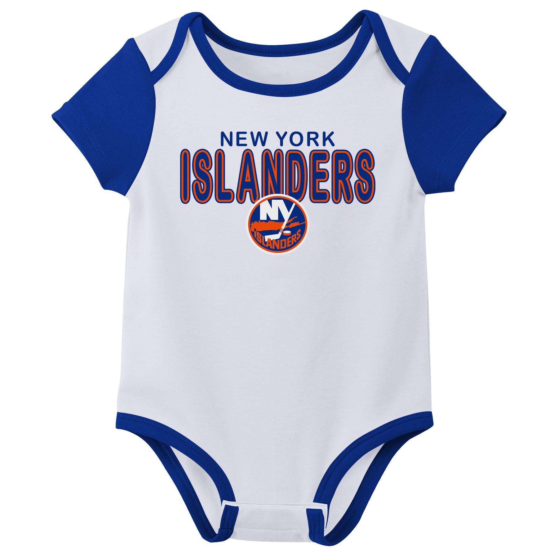 Outerstuff Outerstuff NHL Newborn Baby and Infant Short Sleeve Bodysuit Variety 3-Pack - New York Islanders, 3-6M