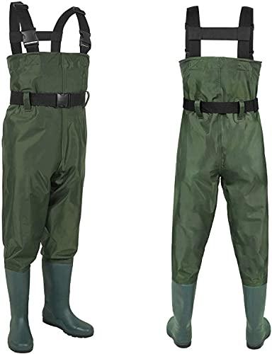 LANGXUN LANGXUN Chest Waders for Kids, Lightweight and Breathable PVC Fishing Waders for Toddler & Children, Waterproof Hutting Waders for Boys and Girls, Age 6/7 Little Kid